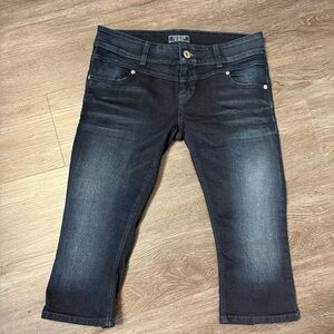 Guess Jeans Womens 31 Dark Wash Low Rise Capri Ankle Zip Stretch Denim Y2k